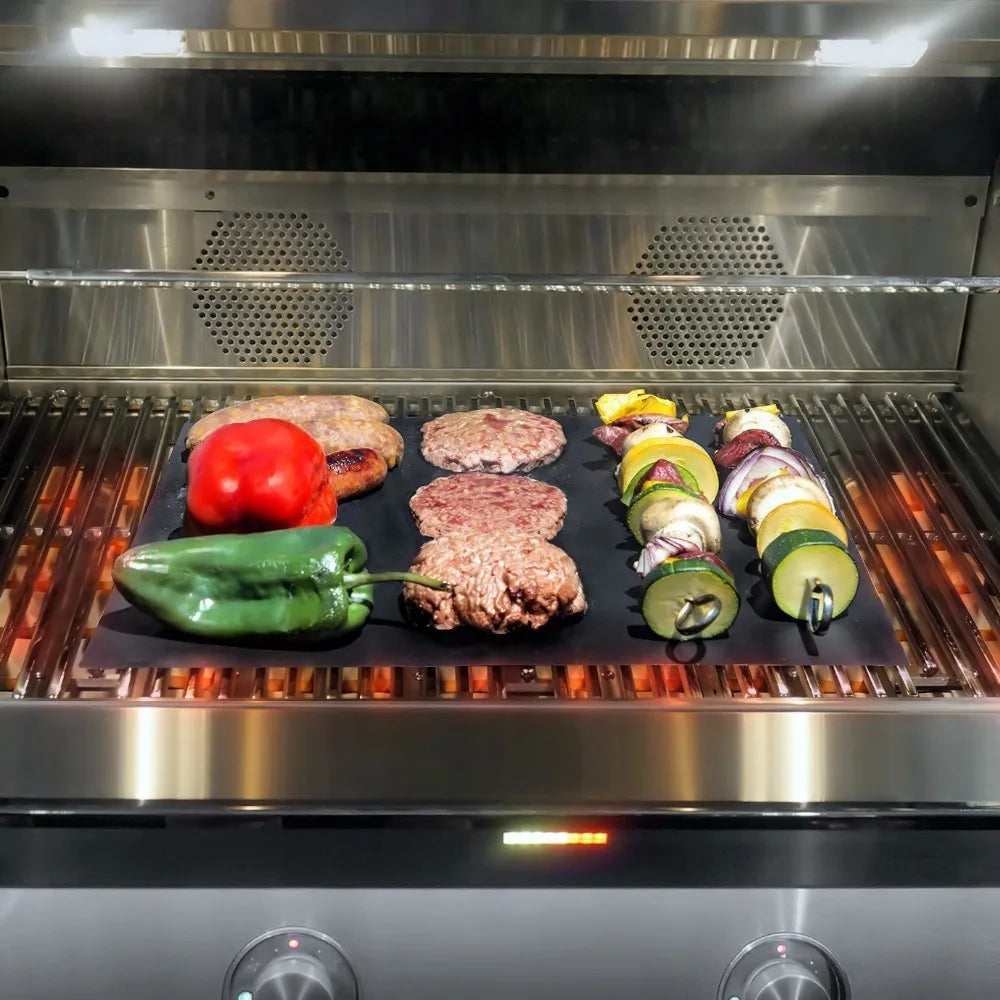 BBQ Grill Matte Wiederverwendbar Abwaschbar 40*33cm zum Grillen PTFE Matte kleine Bürste - HIMMLICH.DE