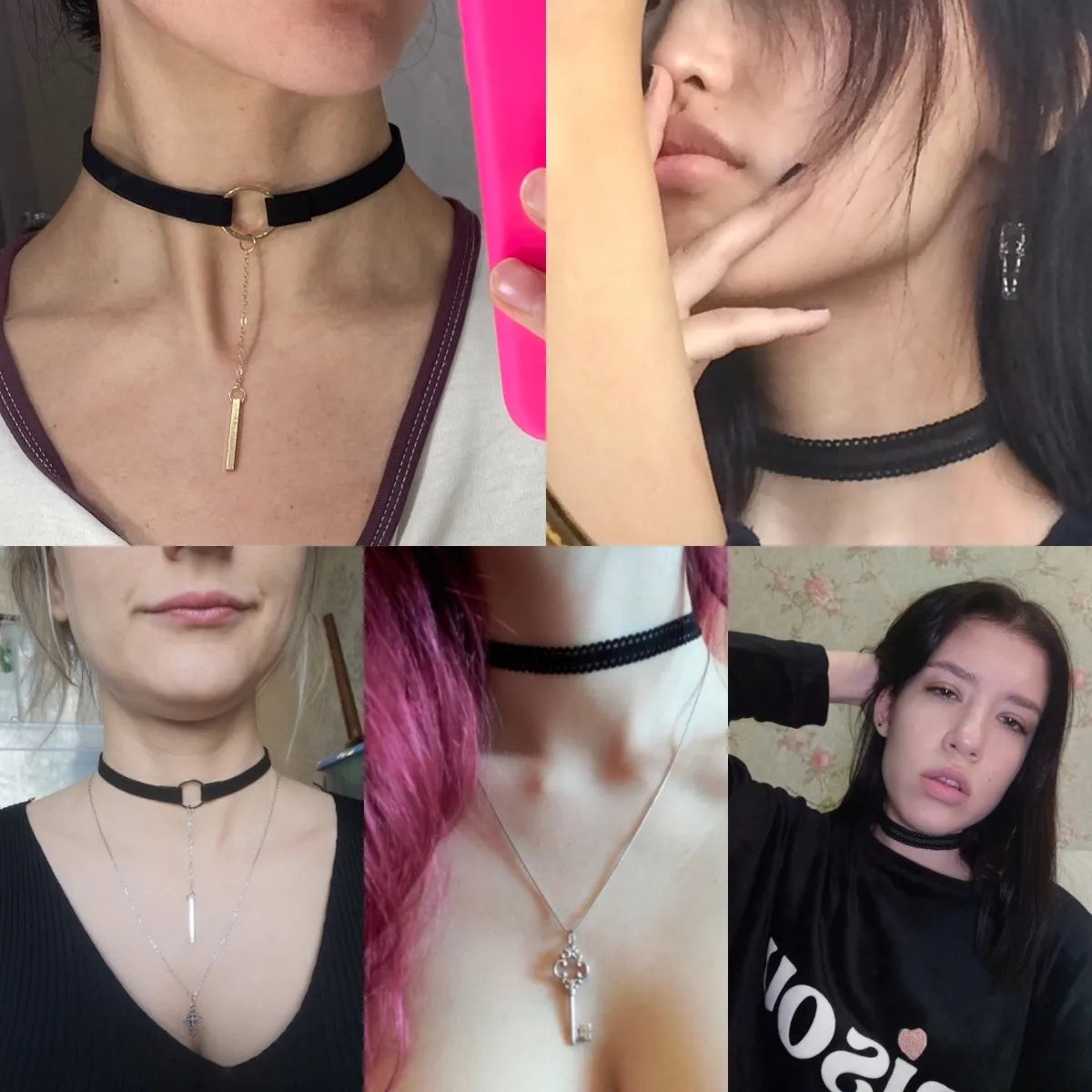 90'S Punk New Fashion 4 Colors Leather Choker Necklace Gold Color Geometry With Round Pendant Collar Necklace For Women Girls - HIMMLICH.DE