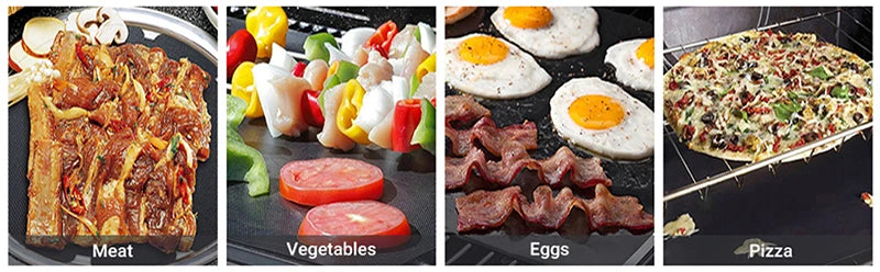 BBQ Grill Matte Wiederverwendbar Abwaschbar 40*33cm zum Grillen PTFE Matte kleine Bürste - HIMMLICH.DE
