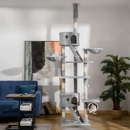 Katzenkratzbaum 240-260 Cm Deckenhoch Kratzbaum Groß Kletterbaum Katze Kratzbaum Für Große Katzen Mit Sisalseil Hellgrau - HIMMLICH.DE  Kratzbaum