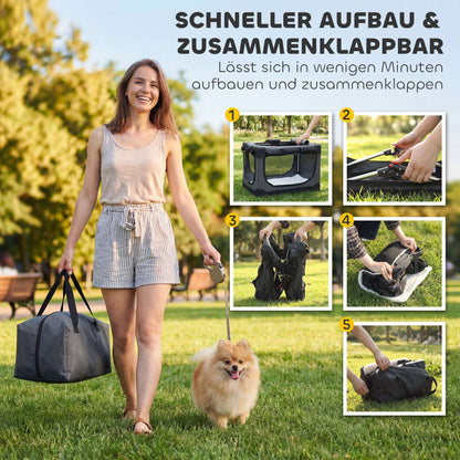 Hundebox Faltbar Hundetransportbox Mit Kissen Abnehmbar Waschbar Bezug Aus Oxford-Gewebe Für Hunde Bis 4kg Armeegrün - HIMMLICH.DEHundebox