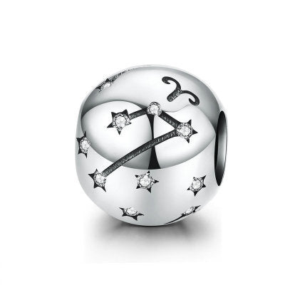 Vintage 925 Sterling Silver Aquarius Star Sign Zodiac Beads Charms fit Bracelets - HIMMLICH.DE