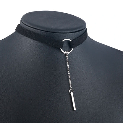 90'S Punk New Fashion 4 Colors Leather Choker Necklace Gold Color Geometry With Round Pendant Collar Necklace For Women Girls - HIMMLICH.DE