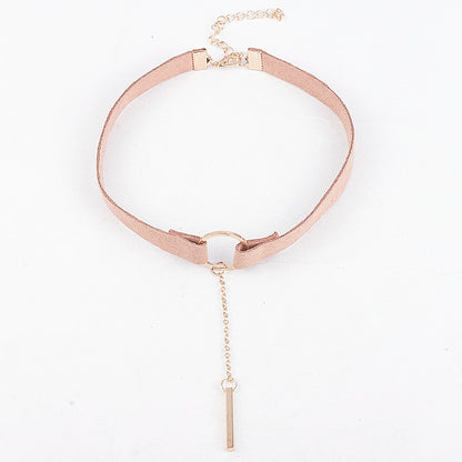 90'S Punk New Fashion 4 Colors Leather Choker Necklace Gold Color Geometry With Round Pendant Collar Necklace For Women Girls - HIMMLICH.DE