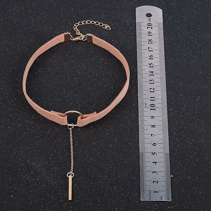 90'S Punk New Fashion 4 Colors Leather Choker Necklace Gold Color Geometry With Round Pendant Collar Necklace For Women Girls - HIMMLICH.DE