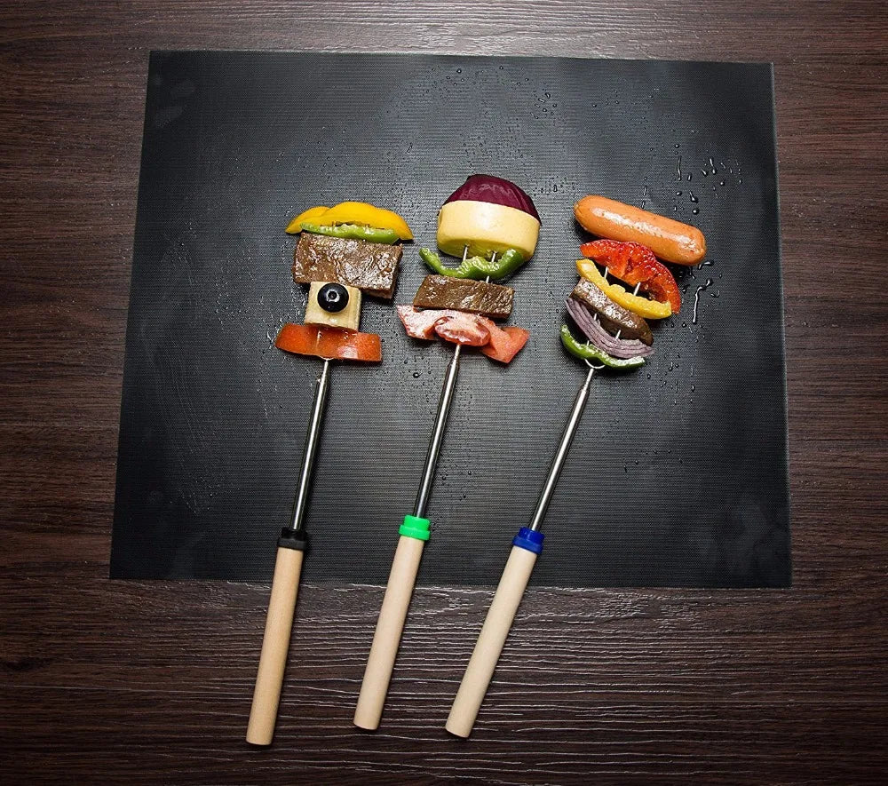 BBQ Grill Matte Wiederverwendbar Abwaschbar 40*33cm zum Grillen PTFE Matte kleine Bürste - HIMMLICH.DE