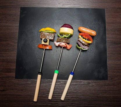 BBQ Grill Matte Wiederverwendbar Abwaschbar 40*33cm zum Grillen PTFE Matte kleine Bürste - HIMMLICH.DE