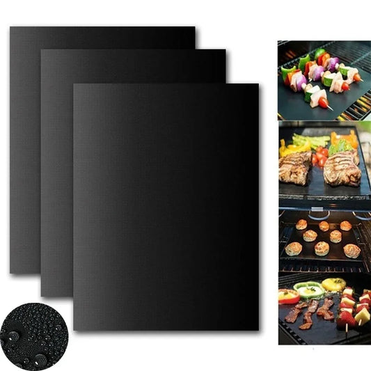 BBQ Grill Matte Wiederverwendbar Abwaschbar 40*33cm zum Grillen PTFE Matte kleine Bürste - HIMMLICH.DE