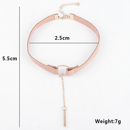 90'S Punk New Fashion 4 Colors Leather Choker Necklace Gold Color Geometry With Round Pendant Collar Necklace For Women Girls - HIMMLICH.DE